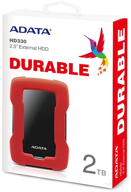 Внешний жесткий диск Portable HDD 2TB ADATA HD330 (Red), Silicone, USB 3.2 Gen1, 133x89x16mm, 190g - 7