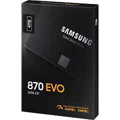 Твердотельный накопитель Samsung SSD 870 EVO, 4000GB, 2.5 7mm, SATA3, 3-bit MLC, IOPs 98 000/88 000, DRAM buffer 4096MB, TBW 2400